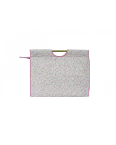Borsa porta maglia in tessuto trapuntato 42 cm rosa liberty