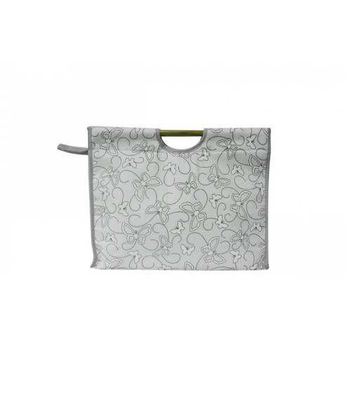 Sac à tricot en tissu matelassé 42cm papillons gris