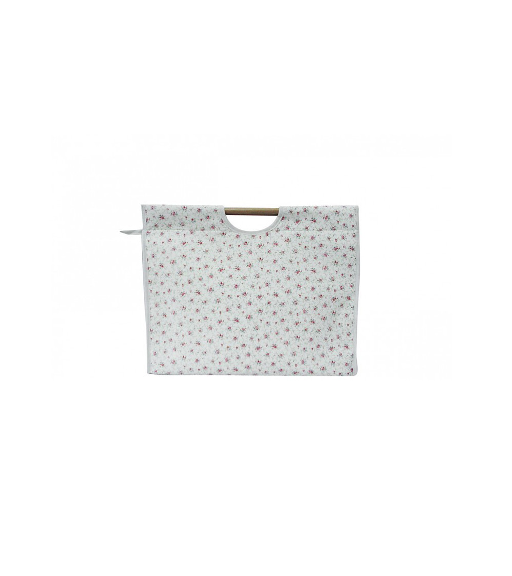 Borsa porta maglia in tessuto trapuntato 42 cm liberty rosa e bianco