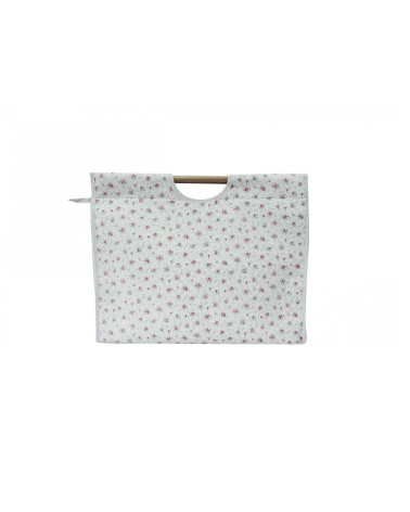 Borsa porta maglia in tessuto trapuntato 42 cm liberty rosa e bianco