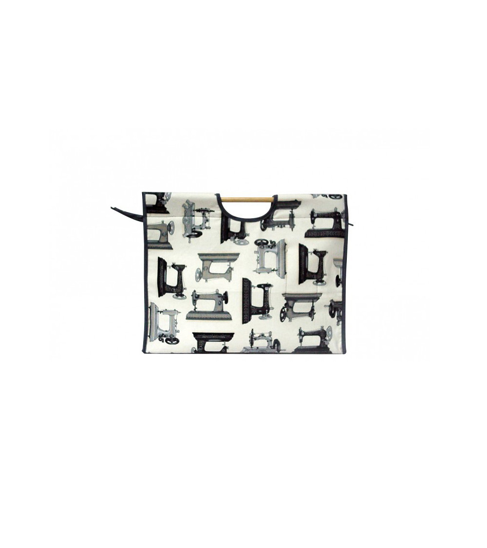 Quilted fabric knitting bag 42cm black and white sewing machine
