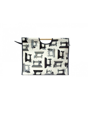Quilted fabric knitting bag 42cm black and white sewing machine