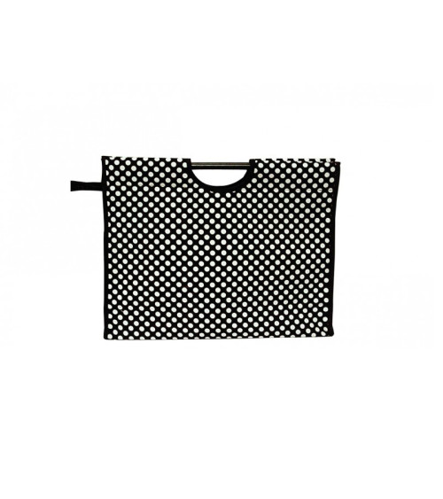Knitting bag in quilted fabric 42cm black dots