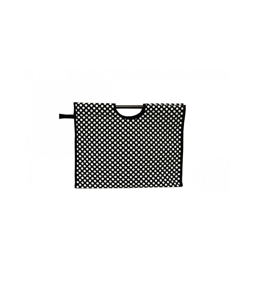 Knitting bag in quilted fabric 42cm black dots