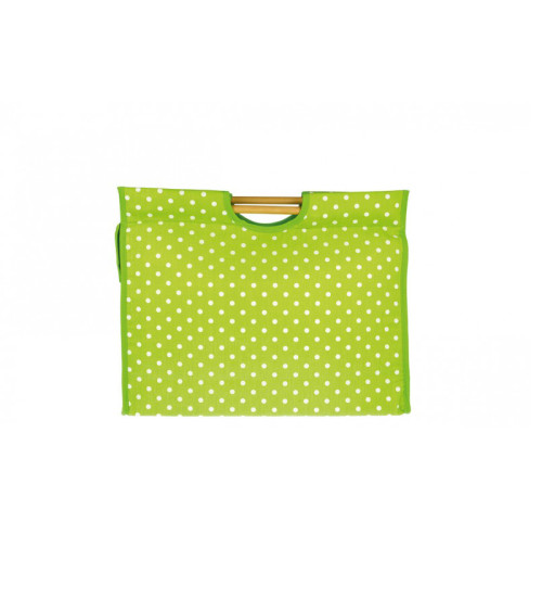 Knitting bag in quilted fabric 42cm green dots