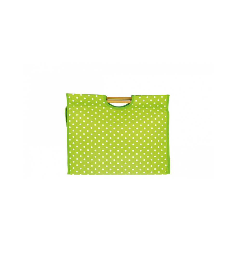 Knitting bag in quilted fabric 42cm green dots