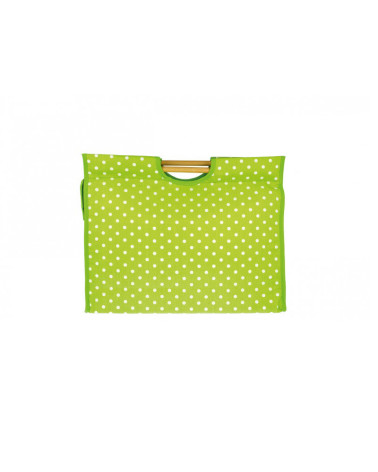 Knitting bag in quilted fabric 42cm green dots