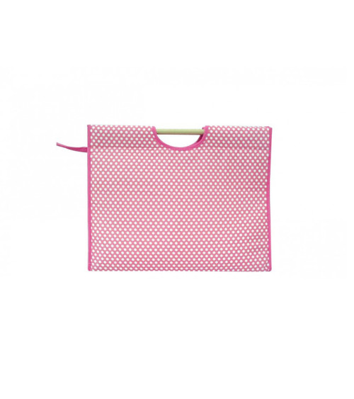 Quilted fabric knitting bag 42cm Fuchsia dots