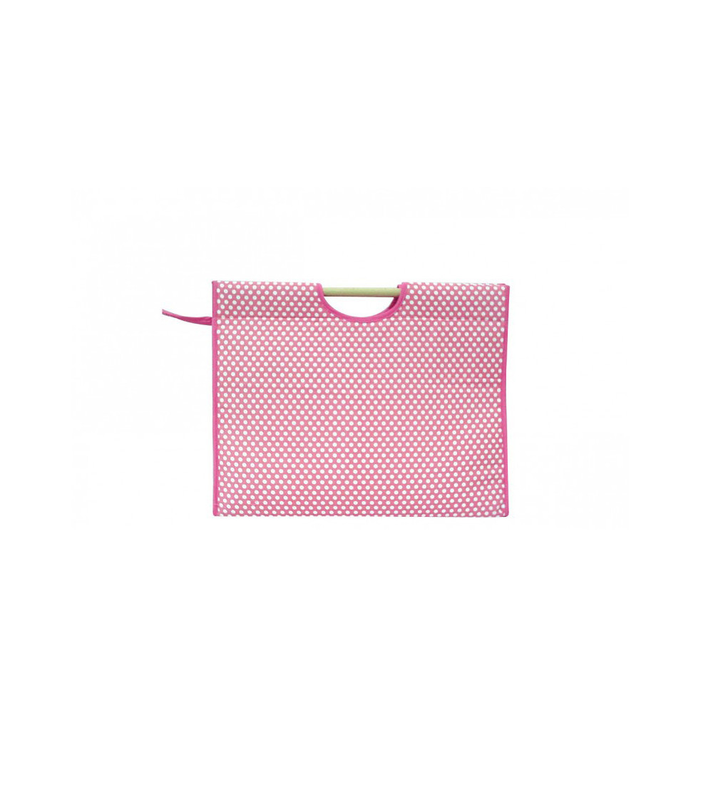42cm Fuchsia Polka Dot Quilted Fabric Knitting Bag