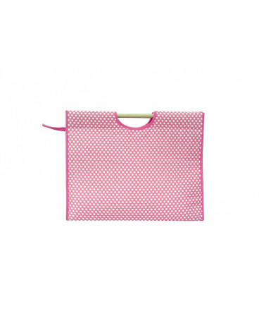 Stricktasche aus gestepptem Stoff, 42 cm, Fuchsia-Punkte