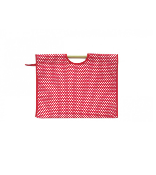 Sac à tricot en tissu matelassé 42cm pois rouges