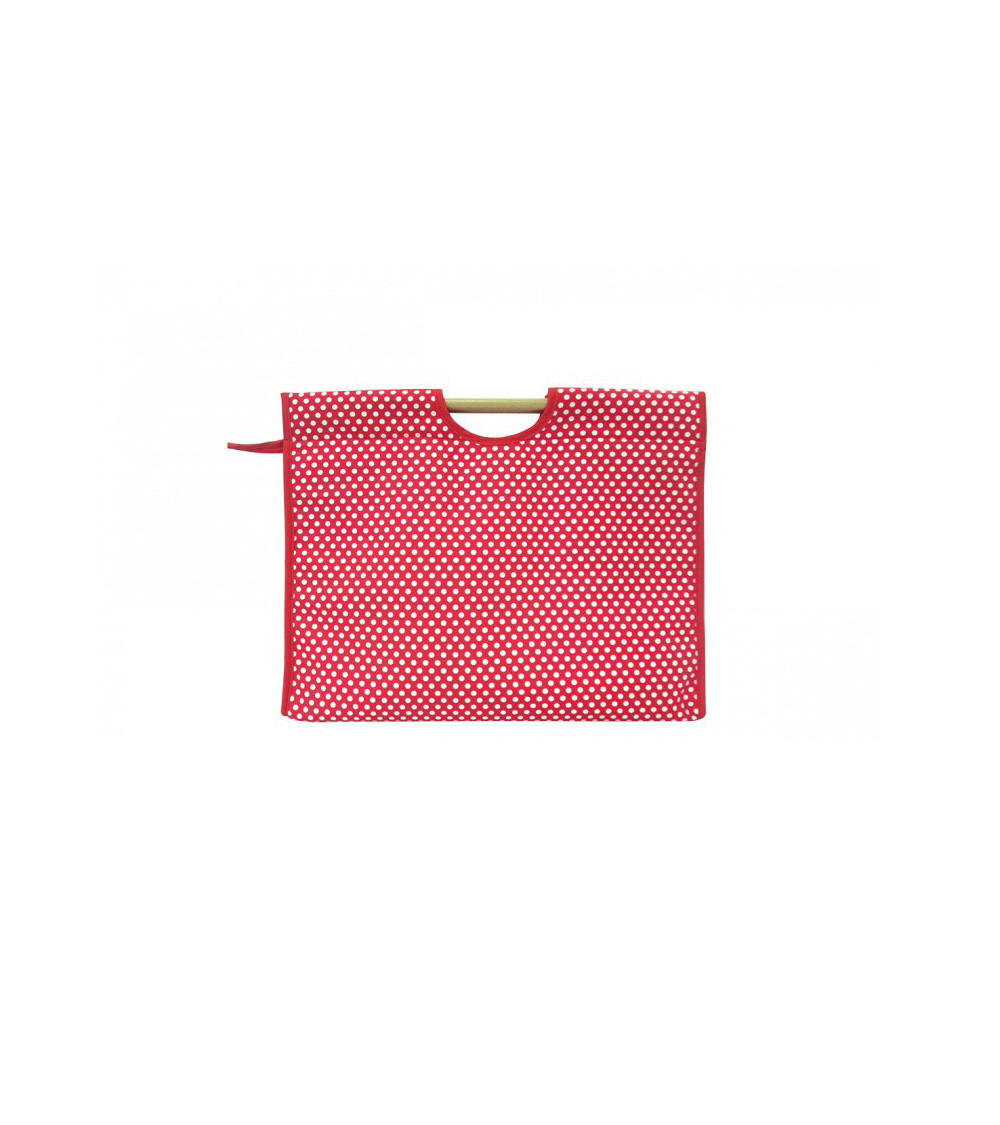 42cm quilted fabric knitting bag with red polka dots