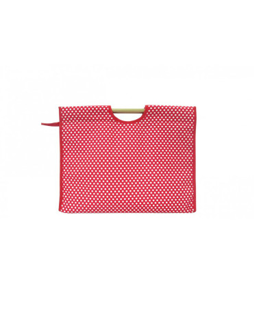 Quilted fabric knitting bag 42cm red dots