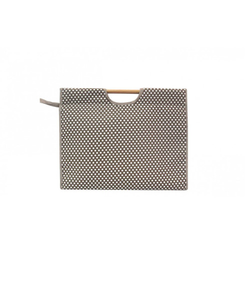 Knitting bag in quilted fabric 42cm taupe dots