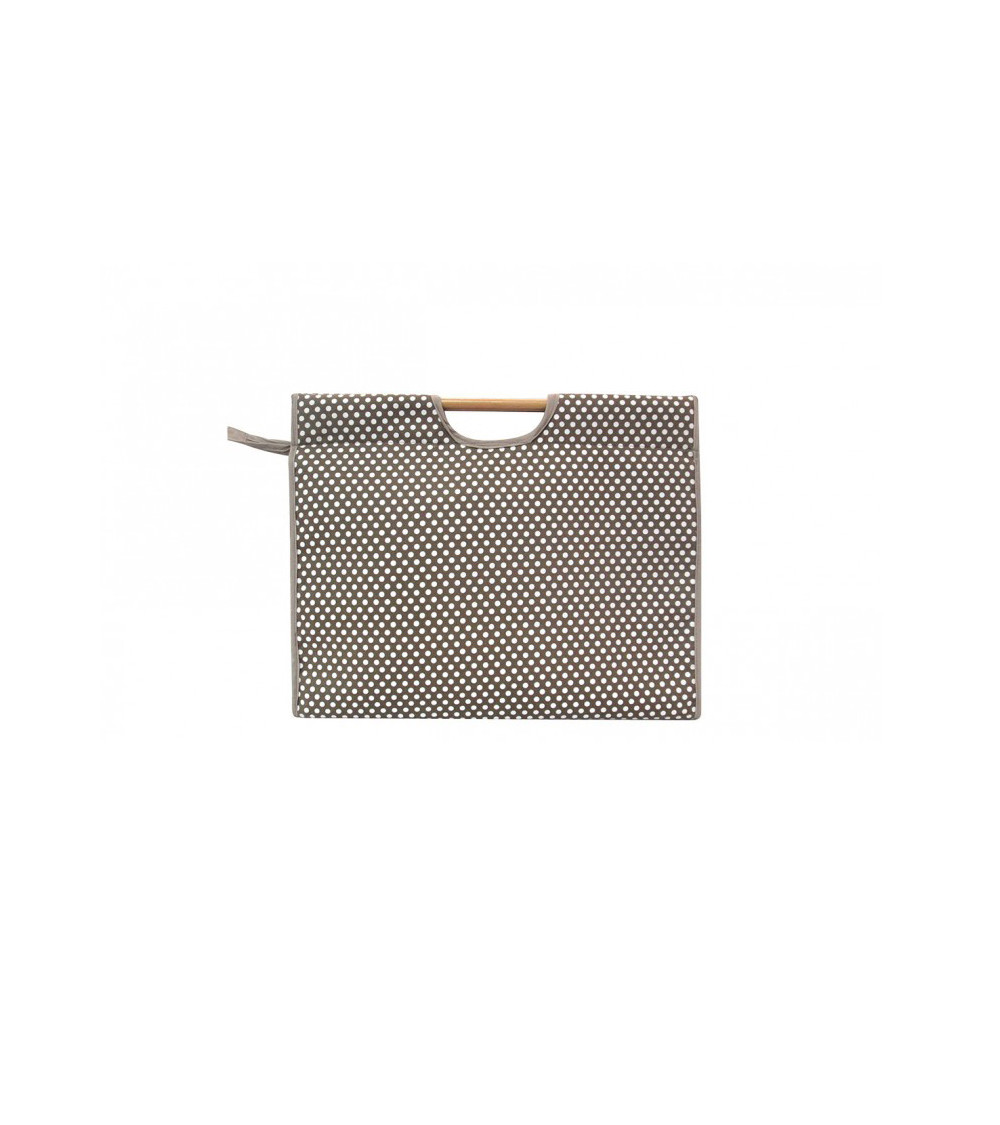 Knitting bag in quilted fabric 42cm taupe dots