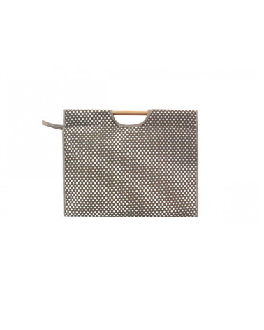 Knitting bag in quilted fabric 42cm taupe dots