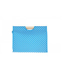 Sac à tricot en tissu matelassé 42cm pois bleus