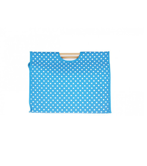 Sac à tricot en tissu matelassé 42cm pois bleus