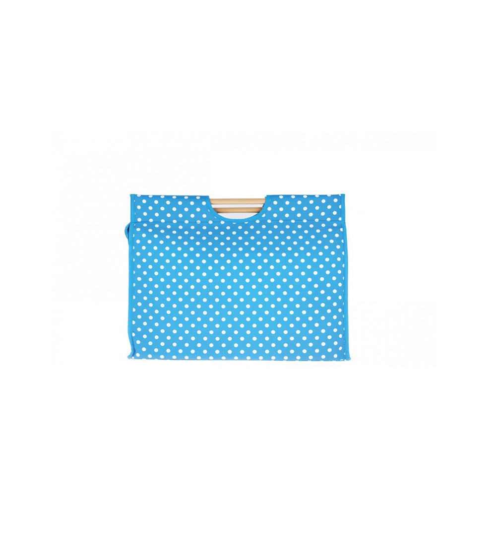 Sac à tricot en tissu matelassé 42cm pois bleus