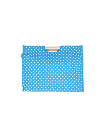 42cm quilted fabric knitting bag with blue polka dots