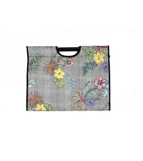 Knitting bag in quilted fabric 42cm tropical flower print