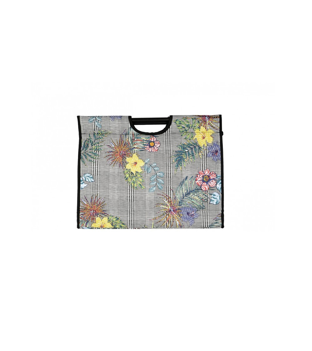 Knitting bag in quilted fabric 42cm tropical flower print