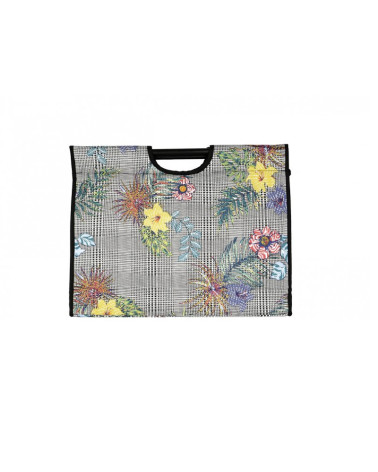 Knitting bag in quilted fabric 42cm tropical flower print
