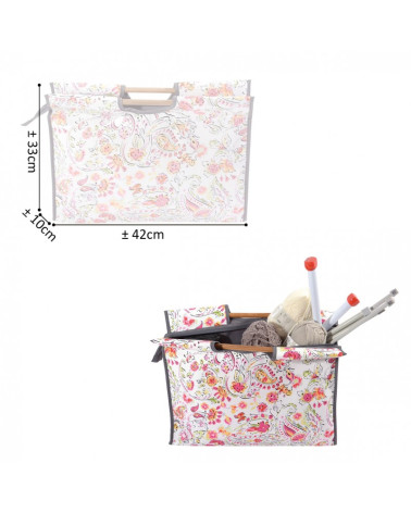 Sac à tricot en tissu matelassé 42cm fleurs anciennes