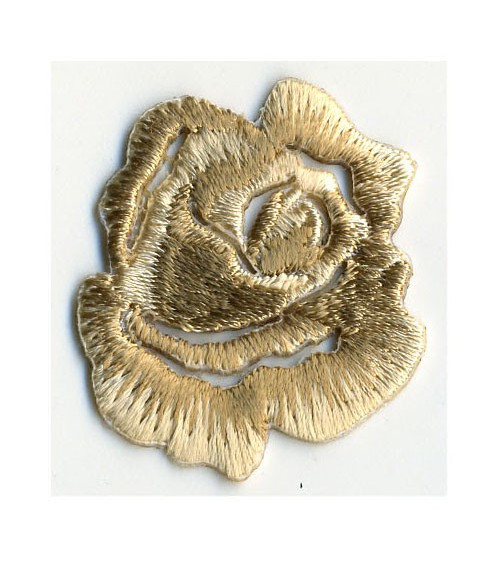 Small beige rose iron-on patch