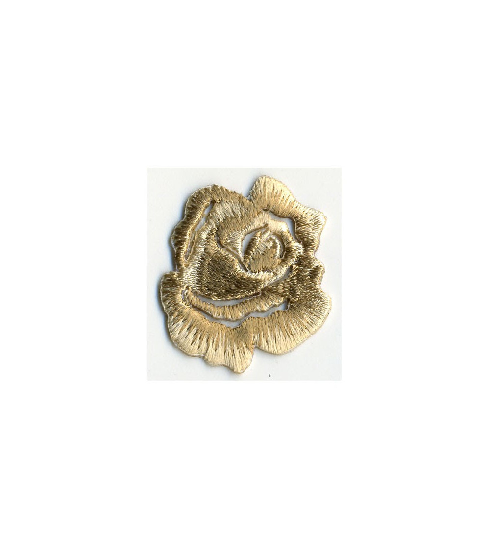 Small beige rose iron-on patch