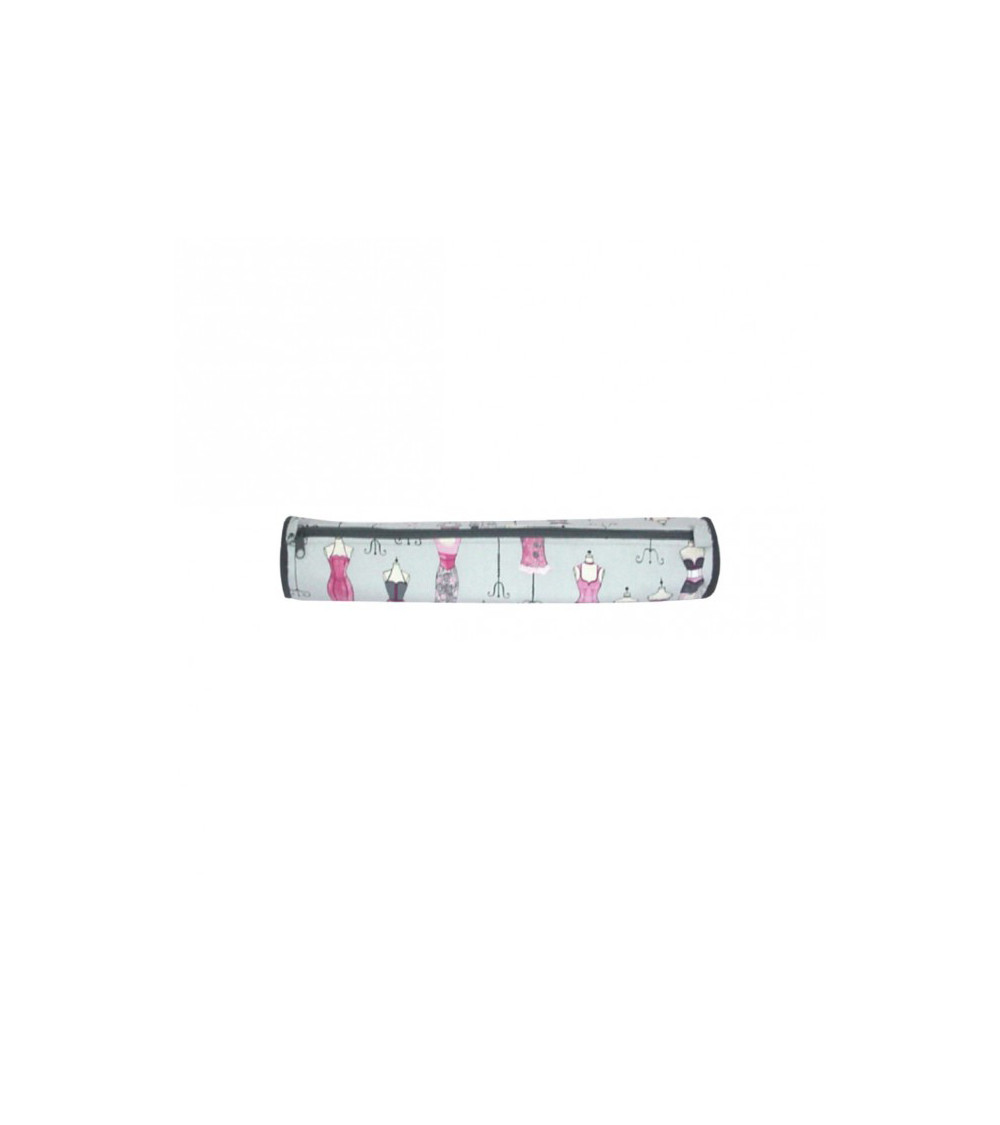 Knitting needle bag in quilted fabric 45cm pink mannequins