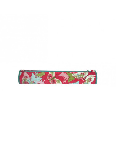 Knitting needle bag in quilted fabric 45cm red butterflies