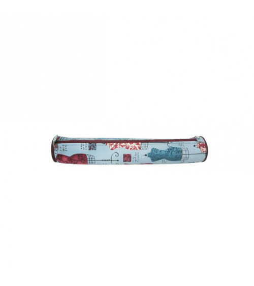 Knitting needle bag in quilted fabric 45cm blue and red mannequins