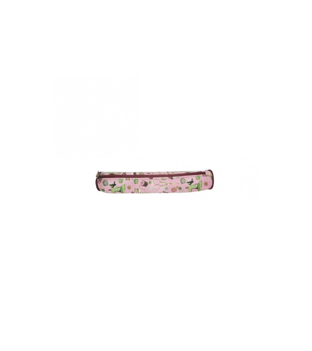 Stricknadeltasche aus gestepptem Stoff, 45 cm, rosa Couture