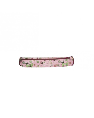 Knitting needle bag in quilted fabric 45cm pink couture