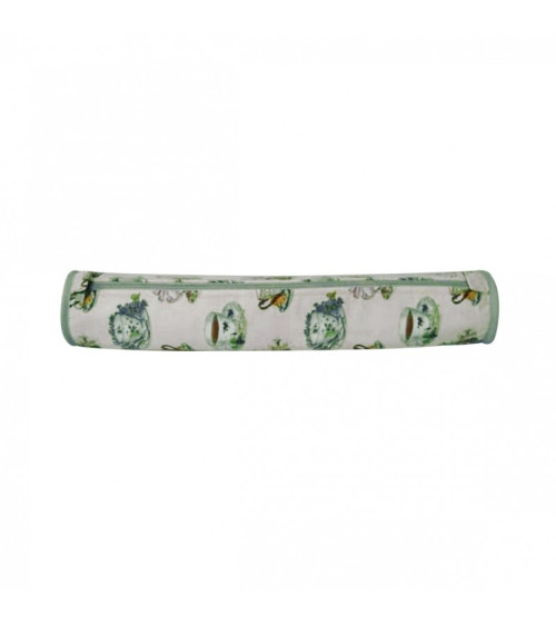 Quilted fabric knitting needle bag 45cm green teacups