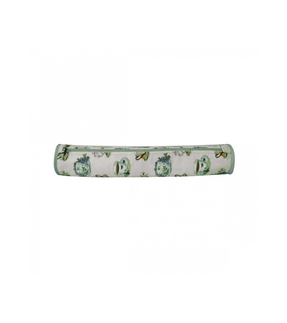 Quilted fabric knitting needle bag 45cm green teacups