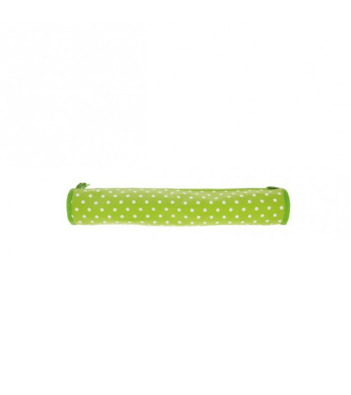 Knitting needle bag in quilted fabric 45cm green dots