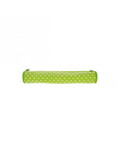 Knitting needle bag in quilted fabric 45cm green dots