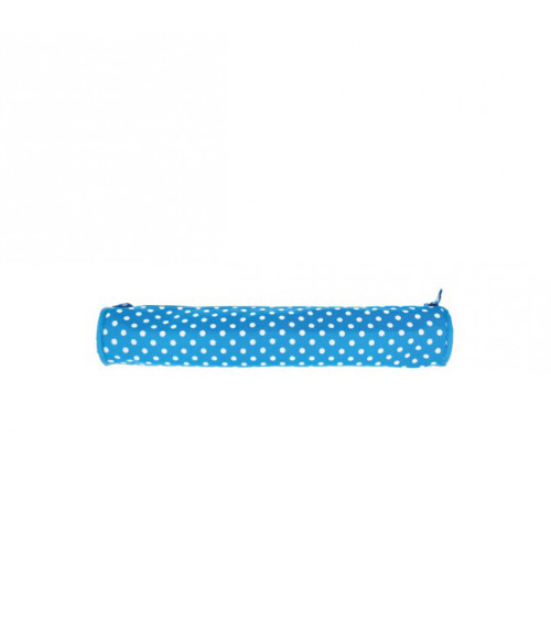 Knitting needle bag in quilted fabric 45cm blue dots