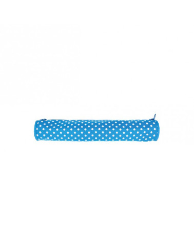 Knitting needle bag in quilted fabric 45cm blue dots