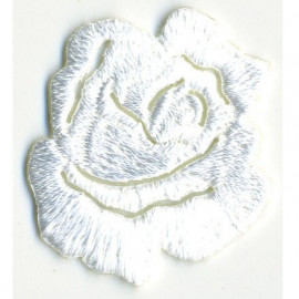 Ecusson thermocollant petite rose blanc