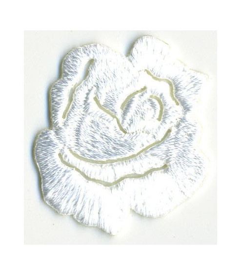 Small white rose iron-on patch
