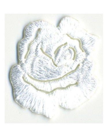 Small white rose iron-on patch