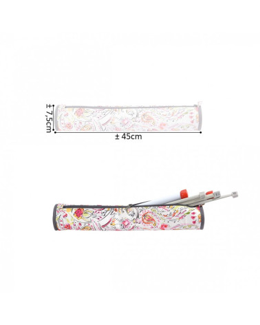 Knitting needle bag in quilted fabric 45cm large black and white stars