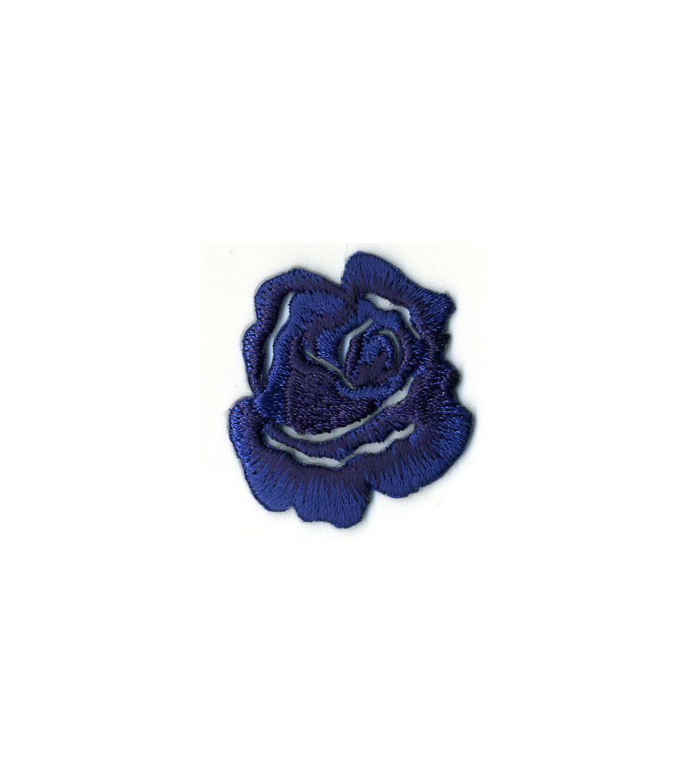Ecusson thermocollant petite rose bleu Ecusson thermocollant petite rose bleu