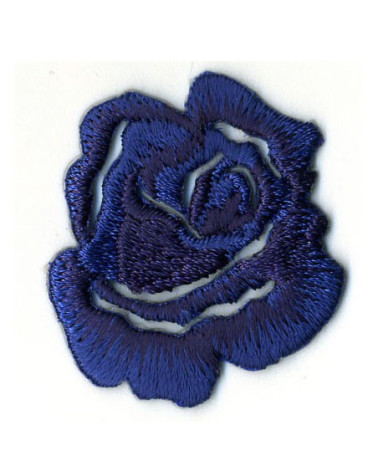Ecusson thermocollant petite rose bleu