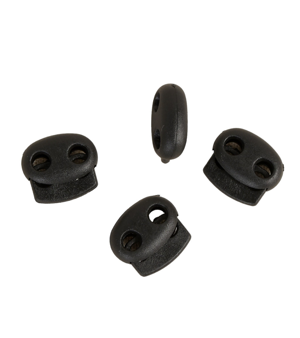 Serre-cordon ovale - 4pcs 1,9cm x 1,7cm noir