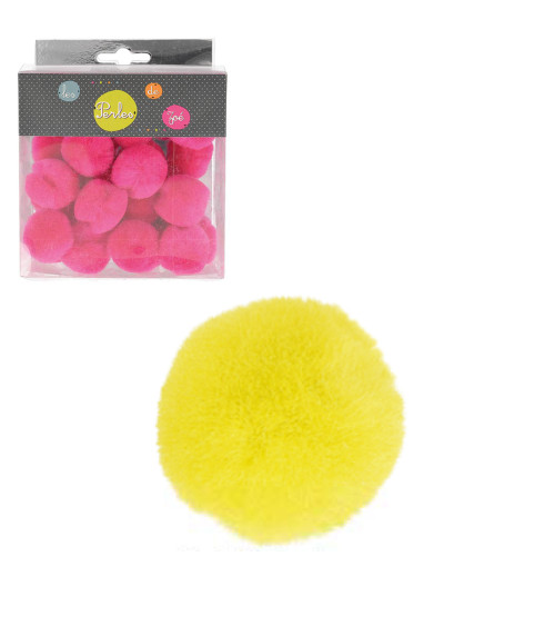 Set of 25 small pompoms 3cm Yellow