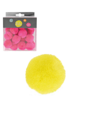 Set of 25 small pompoms 3cm Yellow